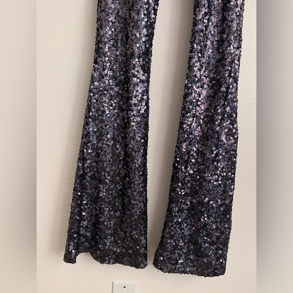 French Connection Lunar Sparkle Jumpsuit sequin size 4 small New Years flare leg - Picture 4 of 12